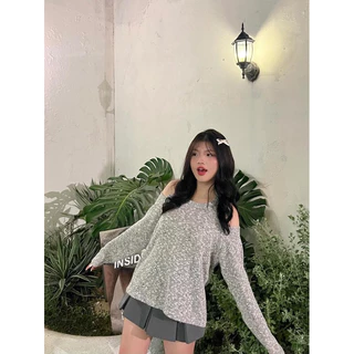 Áo len dệt trễ vai Oreo Top | Size S - M | Cobolien