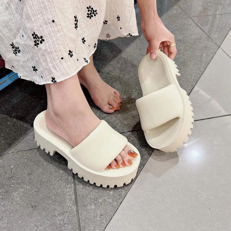 Dép Bánh mỳ Quai Ngang Đế Răng cưa Đúc liền Đế Cao 5cm
