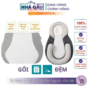 Gối chống trào ngược và đệm ngủ đúng tư thế cho bé, chống sặc, định hình tư thế ngủ