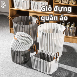 Giỏ đựng quần áo bẩn đa năng, kết hợp giỏ nhỏ đựng đồ lót, có quai xách nhựa PP cứng cáp thiết kế trẻ trung hiện đại