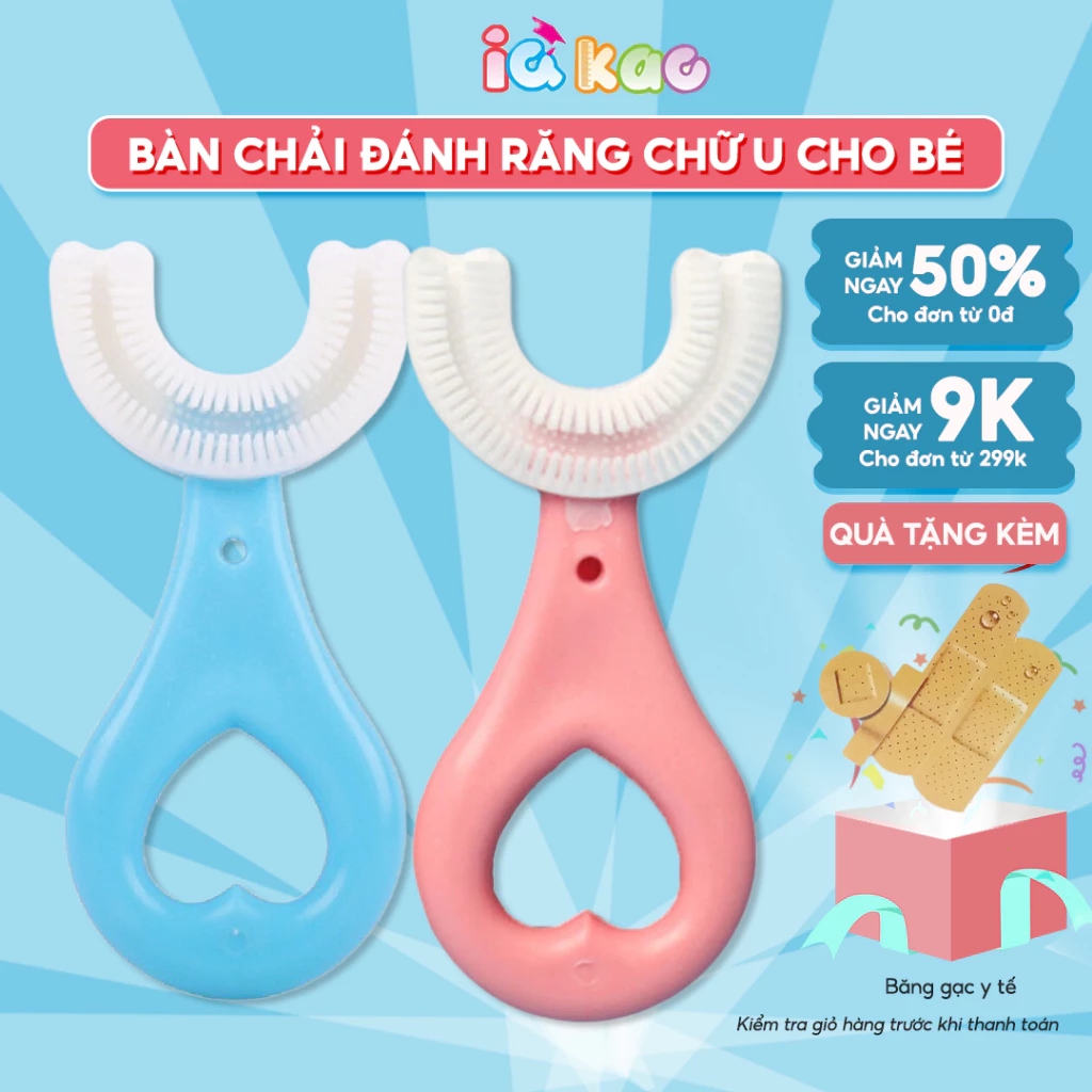 Bàn chải đánh răng IQ Kao U silicone mềm mại sạch sâu bên trong, thiết kế tay cầm tiện lợi cho bé 2-6 tuổi