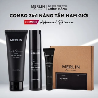 Combo dưỡng da toàn diện đơn giản cho nam Merlin - Bộ chăm sóc da cao cấp 3 trong 1