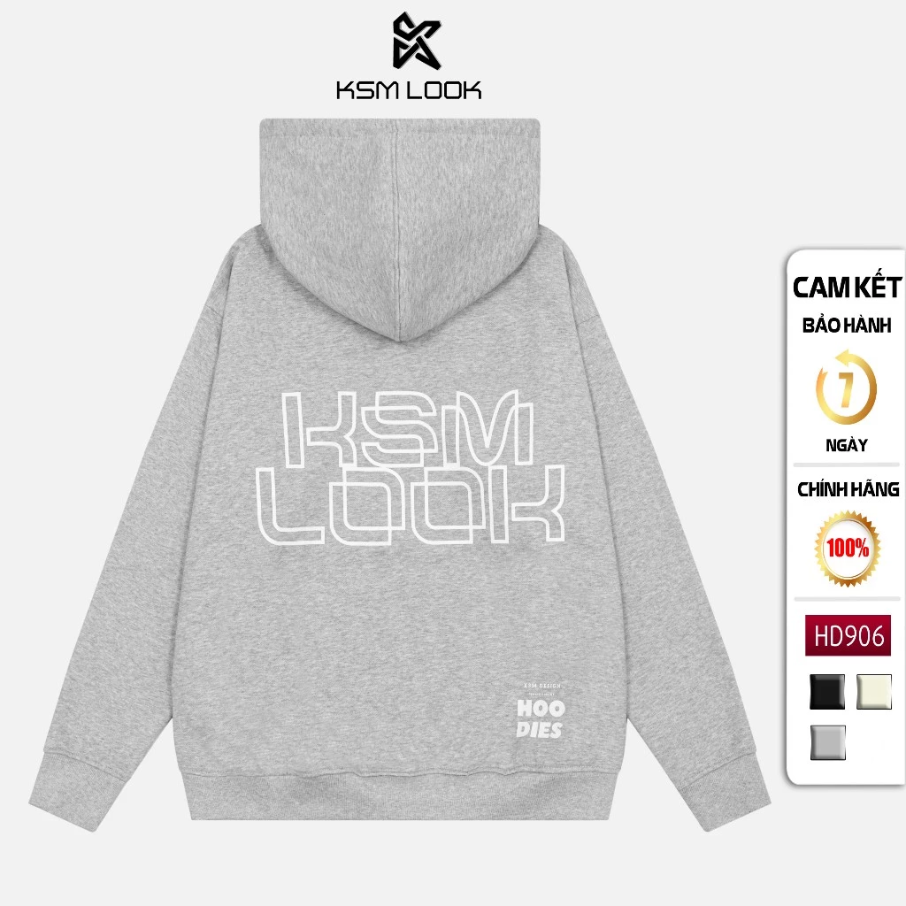 Áo Hoodie KSM Look Nam Nữ Unisex Local Brand Vải Nỉ Bông Cotton Ngoại Nhập Dày Mềm Không Xù Lông HD906