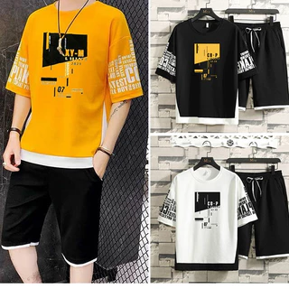 Set Bộ Thể Thao Nam Nữ  - Áo Thun Tay Lỡ Unisex Form Rộng Kèm Quần Short Chất Thun Xốp Mè