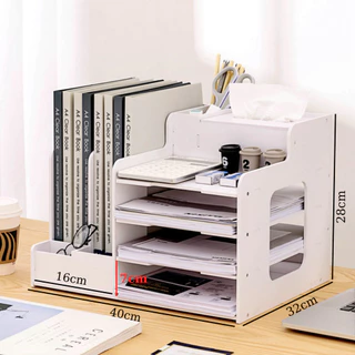 Kệ tài liệu để bàn văn phòng đựng giấy A4, khay giá tài liệu nhiều kích thước chất liệu gỗ nhựa cao cấp không ẩm mốc