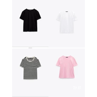 Áo phồng Zara cổ tròn trơn BASIC, áo thun coton ZARA dễ phối đồ dễ mặc Emlystudio