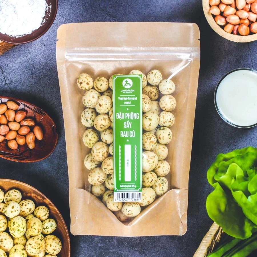 Đậu phộng sấy rau củ Langfarm - Món ăn vặt ưa thích, hương vị thơm ngon, bắt miệng, an toàn vệ sinh