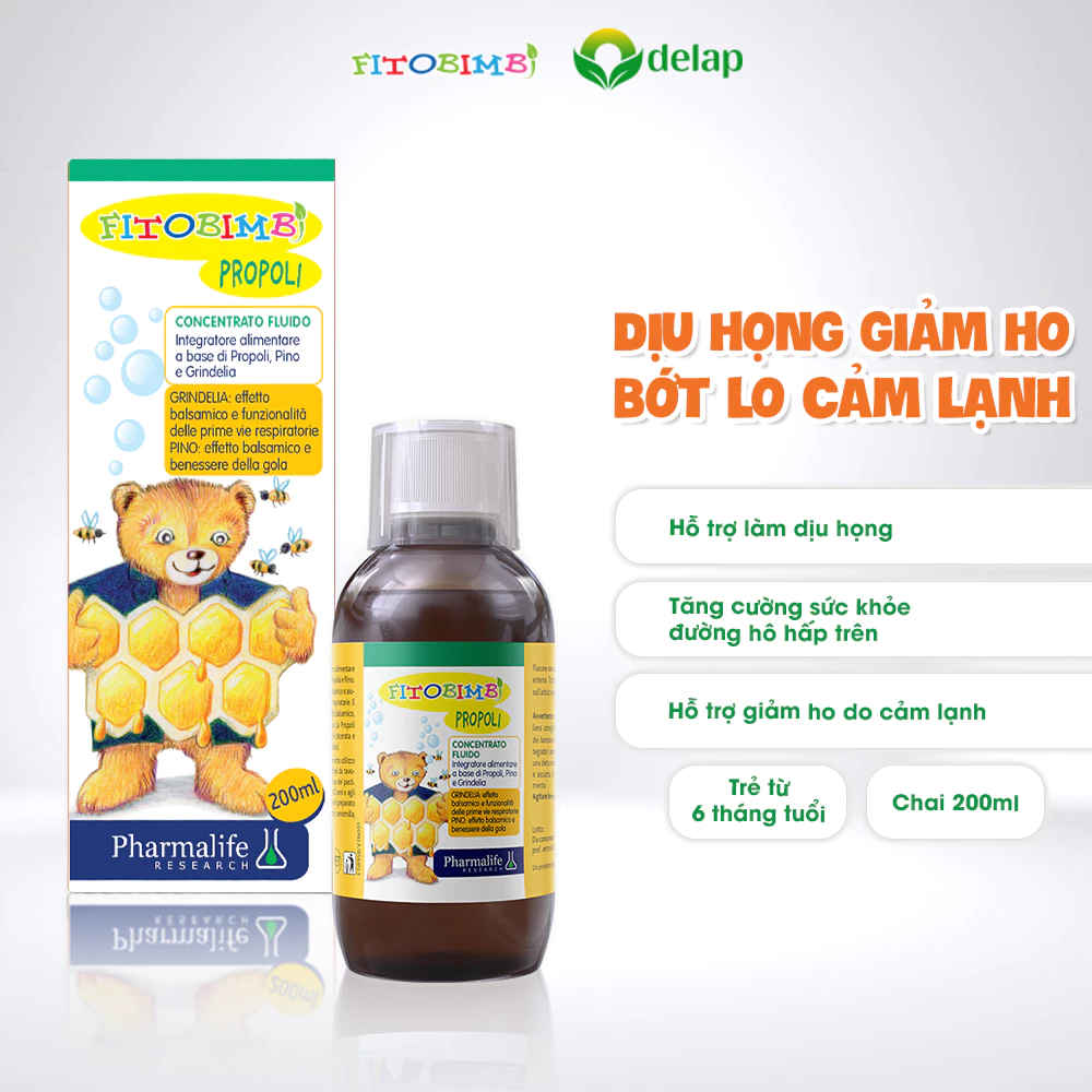 Siro Ho FITOBIMBI PROPOLI Hỗ Trợ Giảm Ho Do Cảm Lạnh Chai 200ml