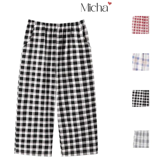 Quần lửng mặc nhà nữ ống rộng chiều dài qua gối vải cotton 100% Q3 Micha