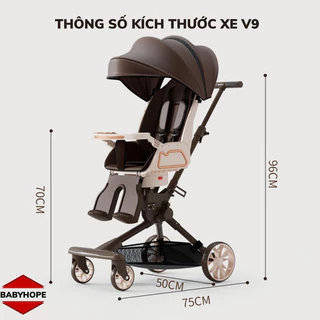 Xe đẩy gấp gọn V9 cho bé 1 đến 3 tuôỉ  dùng đi chơi đi du lịch  tiện lợi bánh đảo chiều