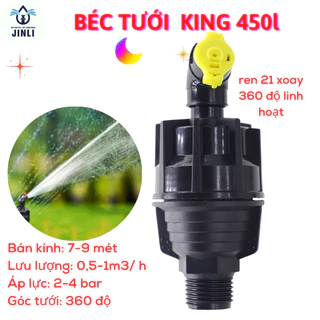 Béc Tưới Nước KING 450-550 LÍT Phun Xoay 360 Độ, bán kính 7-10m ren ngoài 21