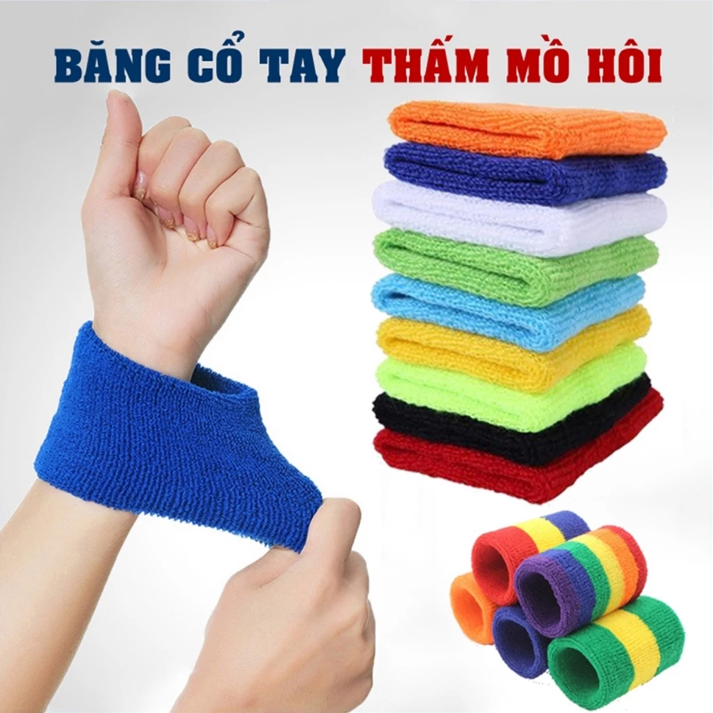 Băng Cổ Tay Nam Nữ Bảo Vệ Cổ Tay Thấm Mồ Hôi Chất Liệu Cotton Mềm Mại Thoáng Khí Khi Chơi Thể Thao Gym Chạy Bộ Tennis