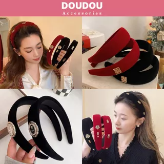 Băng đô tóc Doudou Bờm cài tóc nữ hàng thiết kế chất liệu nhung cao cấp phong cách Hàn Quốc cổ điển thời trang FG012