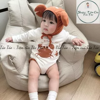 (HÀNG CÓ SẴN )Set bộ bodysuit cover Cua kèm mũ cho em bé Hàn Quốc 5-13kg dễ thương cute Cho Bé