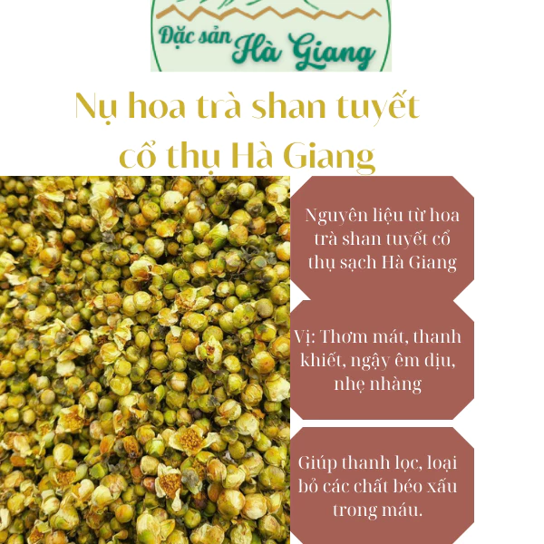 Nụ hoa trà shan tuyết cổ thụ Hà Giang, trà có vị thanh, mát, ngọt dịu 500g