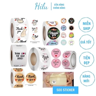 Cuộn 500 nhãn dán sticker thank you, nhãn dán cảm ơn nhiều họa tiết, nhiều mẫu lựa chọn - Hilu.vn