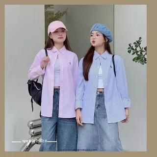 Áo Sơ Mi Oxford Tay Dài CHOMS Kẻ Sọc Oversized Nam Nữ Unisex Local Brand | Ao Sơ Mi Dài Tay Đẹp Loại 1 Đi Học Đi ChơiL1