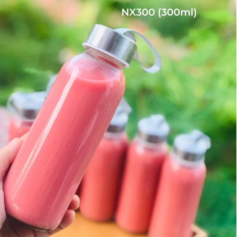 Combo 50 chai thủy tinh tròn 300ml nắp dây - nắp nhôm đựng nước trái cây, sữa hạt, trà sữa đồ uống, thực phẩm Chailo170