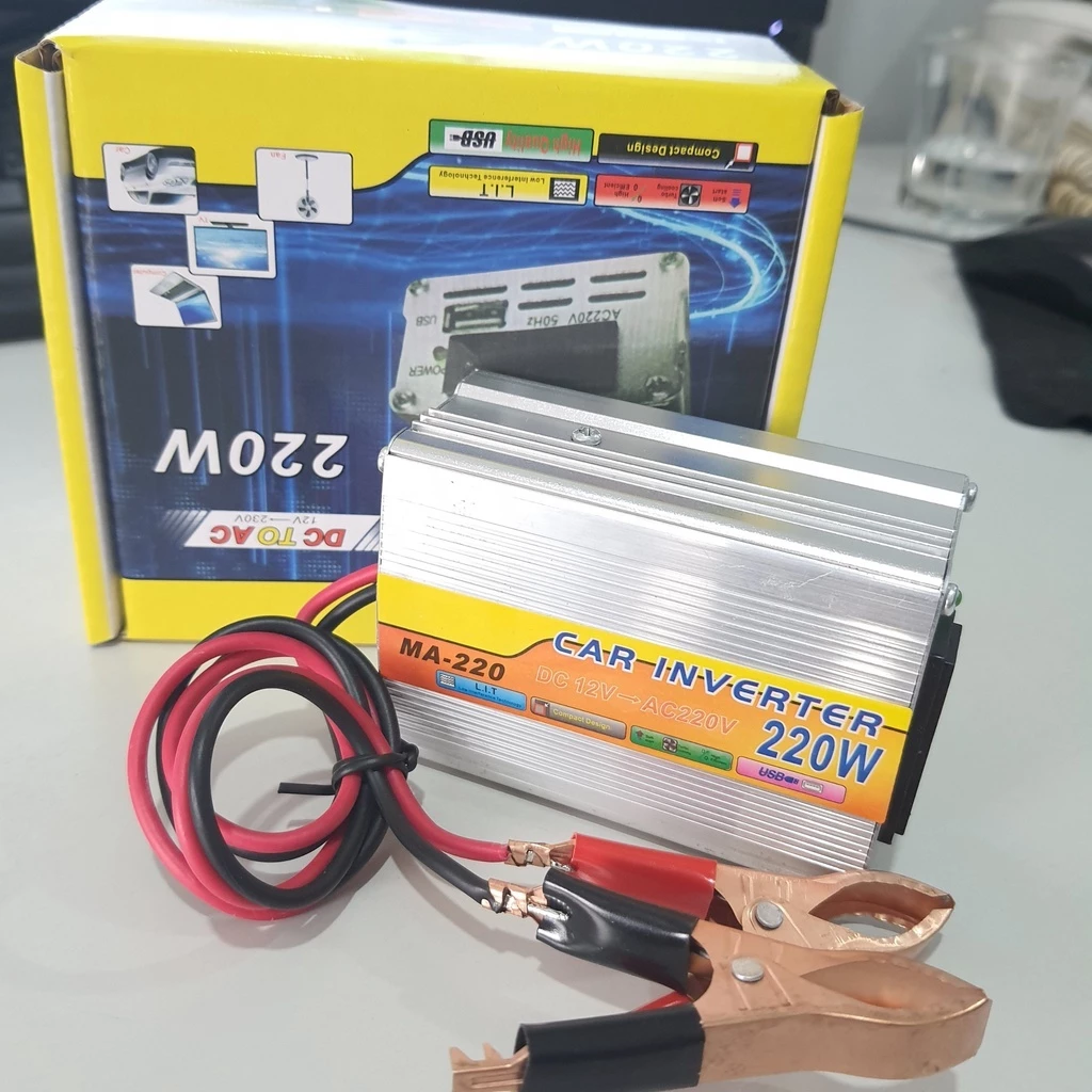 Kích điện 12v bộ biến tần 12V lên 220V LOẠI TỐT đủ công suất 220W Có cống USB sạc điện thoại bo chuyen doi nguon dien