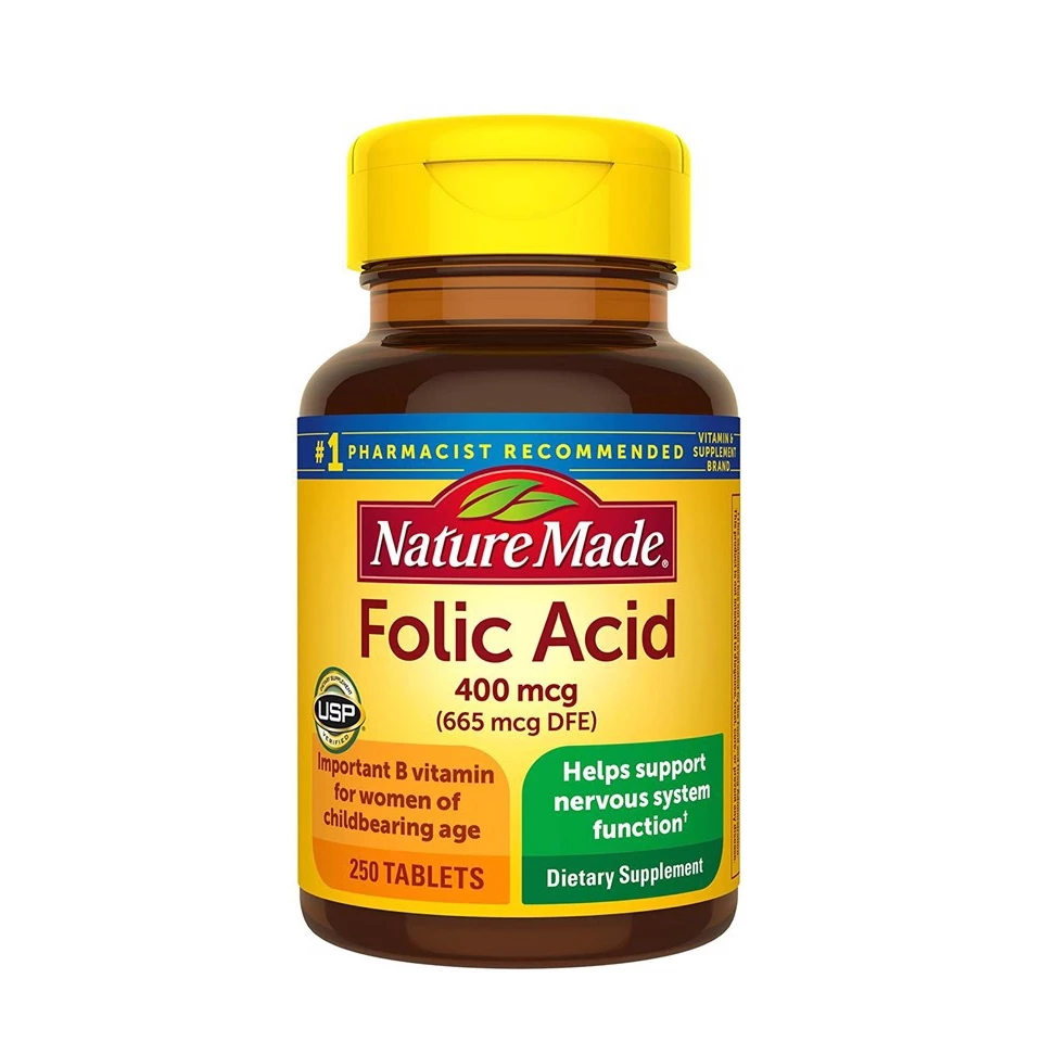 Bổ sung Acid Folic 400mcg cho mẹ bầu giúp phòng chống dị tật thai nhi, giảm nguy cơ mắc bệnh tim mạch 250 viên