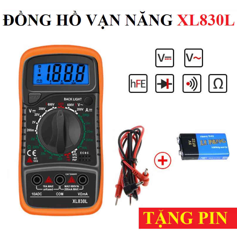 Đồng hộ vạn năng kỹ thuật số XL830L đo điện áp kiểm tra diot... độ chính xác cao đồng hồ đo điện