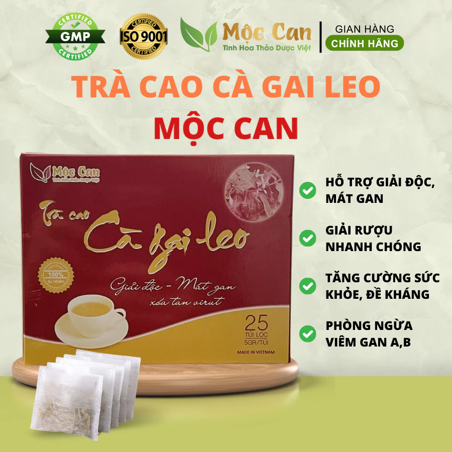 Trà cà gai leo Mộc Can thanh lọc gan, giải độc cơ thể, hỗ trợ chức năng gan, lợi tiểu, thanh nhiệt cơ thể, hộp 25 gói