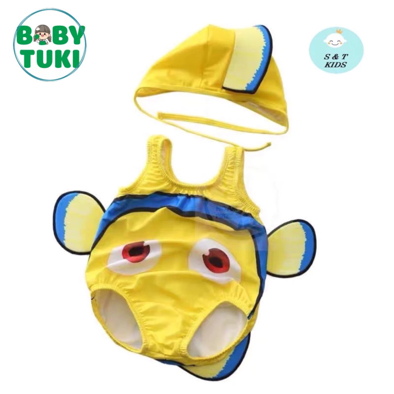 Đồ bơi bé trai bé gái sz 6-16kg, bikini cho bé kèm mũ hoạ tiết động vật dễ thương