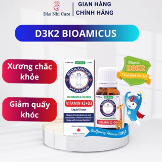 D3K2 Bioamicus 10ml giúp bé chắc khỏe xương, giảm quấy khóc, rụng tóc vành khăn, phát triển chiều cao toàn diện