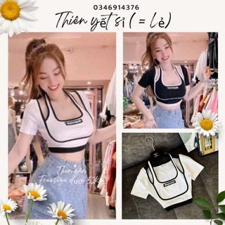 Áo thun kiểu tay ngắn croptop VIỀN MC ( chữ thêu) siêu đẹp và cá tính nữ - Thiên Yết