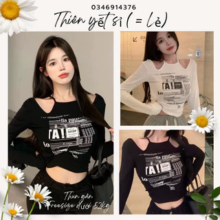 Áo kiểu thun CỔ YẾM A! tay dài croptop GB dàn ngắn nữ - Thiên Yết