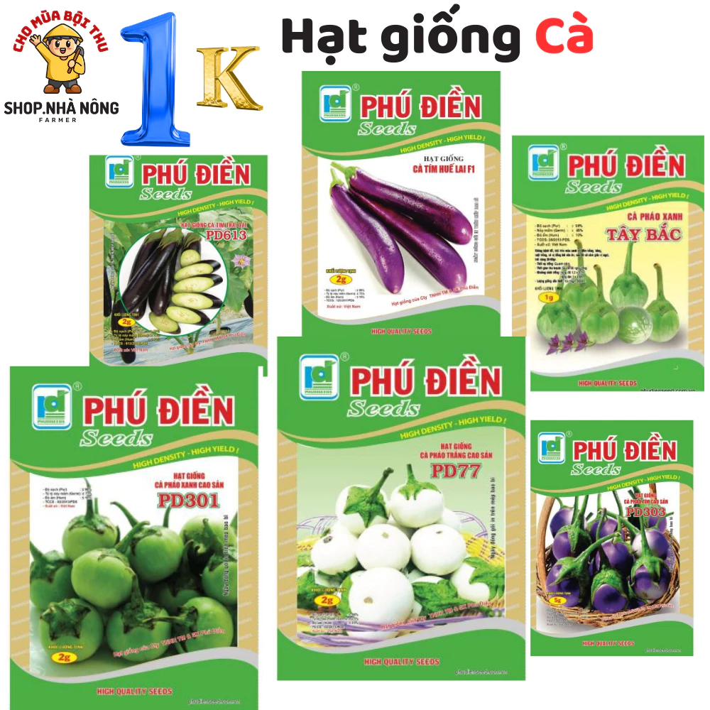 Hạt giống 1k, hạt giống cà các loại, shop Nhà nông hạt giống giá rẻ