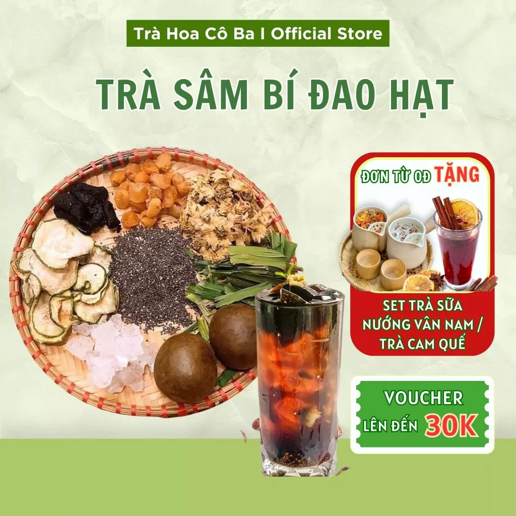 Trà Sâm Bí Đao Hạt Chia, Trà Thảo Mộc Thanh Nhiệt, Thanh Lọc Cơ Thể Hỗ Trợ Giảm Cân, Mát Gan Trà  Hoa Cô Ba