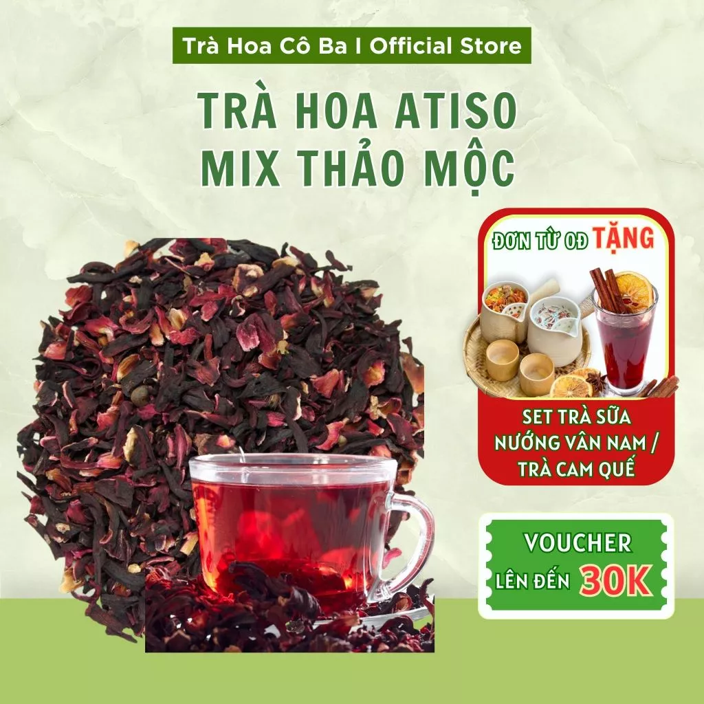 Trà hoa Atiso Mix thảo mộc Hộp 30 gói  thanh nhiệt, mát gan Trà Hoa Cô Ba