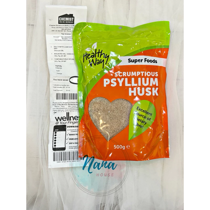 BỘT VỎ MÃ ĐỀ HEALTHY WAY PSYLLIUM HUSK GÓI 500GR - bill hàng chuẩn air ✈️ từ Úc