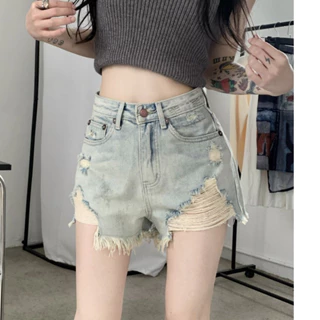 Quần Đùi Jeans Nữ , Quần Short Nữ Chất Liệu Denim Tua Rua Phong Cách Sexy L11