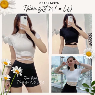 Áo CROPTOP CỘT EO TAY NGẮN, Áo kiểu nữ dây cột eo tay ngắn hottrend - Thiên Yết