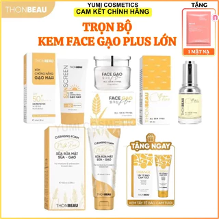 Trọn bộ kem Face Gạo[Mẫu lớn]Kem Face Gạo 25gr+Tinh chất 20ml+Sữa Rửa Mặt 100ml+Kem Chống Nắng 60ml dưỡng da hoàn hảo