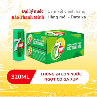 [HỎA TỐC] Nước ngọt 7 Up lon 320ml (Thùng 24 lon) (Date xa)