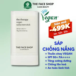 Sáp chống nắng thuần chay dạng thỏi The Face Shop The Therapy Vegan Sunscreen Stick SPF50+ PA++++ 18g