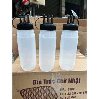 Chai nhựa đựng sốt 3 ĐẦU tách rời có nắp - Bình Tương 3 đầu đựng sữa đặc, đường, xịt tương ớt - xịt socola