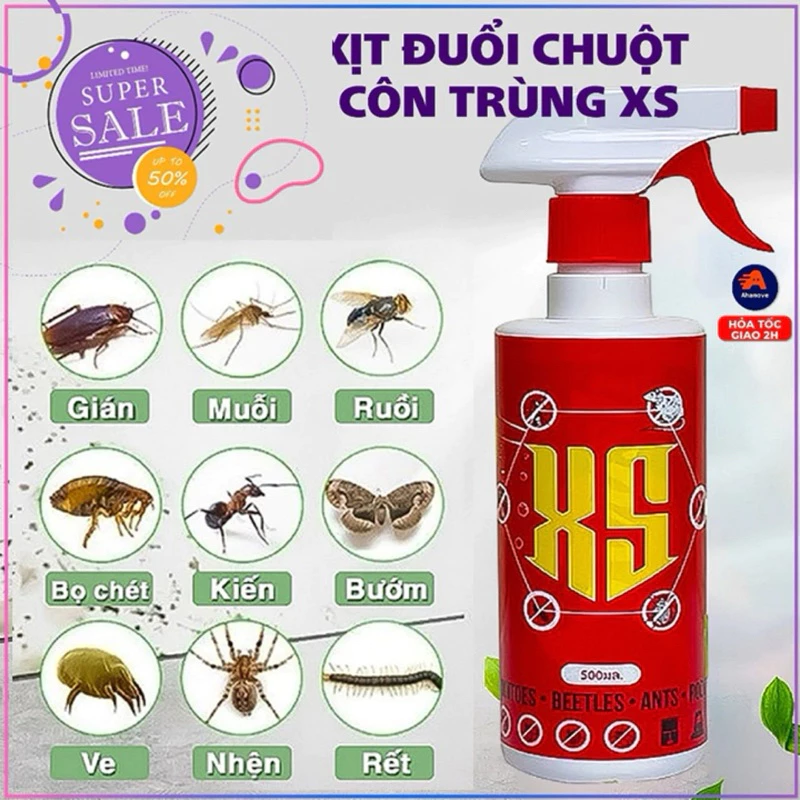 Chai Xịt Đuổi Chuột XS 500 ML Thái Lan - Không Mùi, An toàn - Xua Đuổi Chuột, Gián, Côn Trùng Nguồn Gốc Thảo Mộc