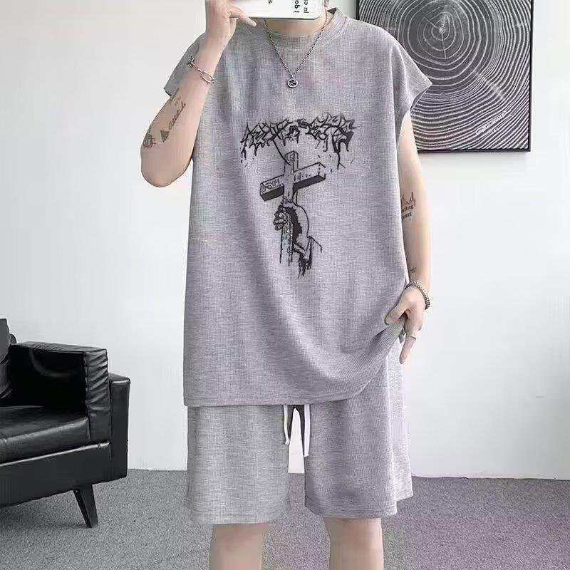 Bộ quần áo nam cổ tròn in họa tiết chất vải thun tổ ong dày dặn BH9