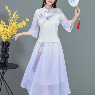 [Order]Bộ áo váy bigsize trung hoa pháp phục boho vintage cổ trang hán phục trang phục trà đạo đồng phục spa