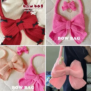 [BOW BAG-TẶNG KÈM CHARM NƠ] TÚI ĐEO VAI/ĐEO CHÉO NƠ, TÚI LEN NƠ HANDMADE SIZE LỚN