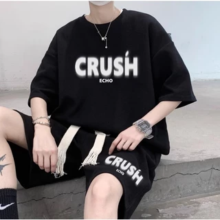 Bộ Thể Thao Hè Cổ Tròn Nam Phối Chữ CRUSSH Phong Cách Trẻ Trung Nhẹ Nhàng, Chất vải Cotton Khô Mát Mẻ