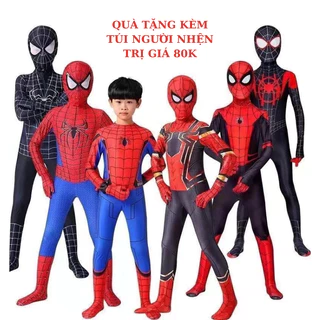 Bộ hoá trang người nhện Spider Man kèm mũ trùm, chất thun co dãn, thoáng mát Fullbaby