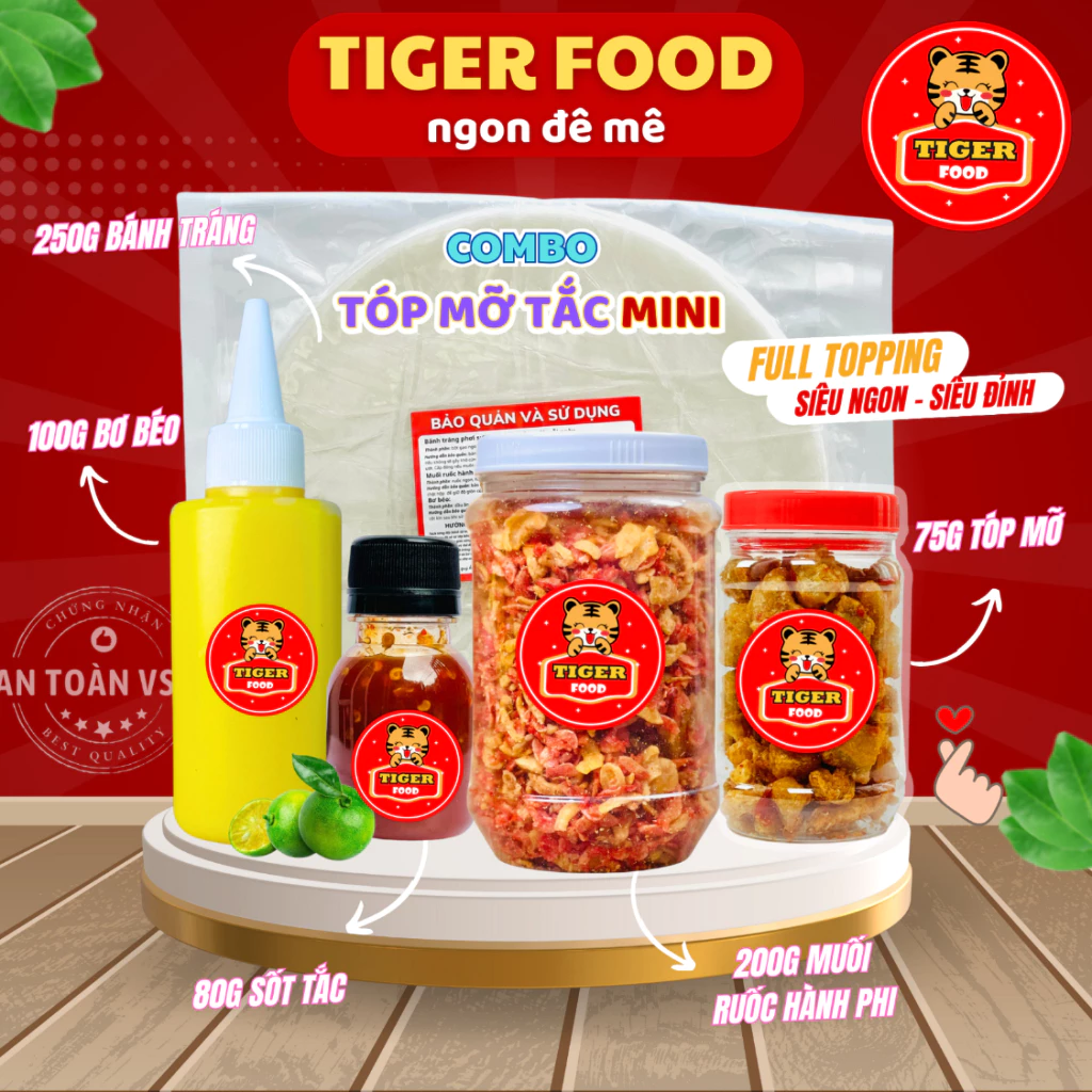Bánh tráng phơi sương TIGER FOOD - COMBO TẮC NGON Bánh Tráng + Muối tôm hành phi + bơ béo + sốt tắc - Snack Đồ ăn vặt