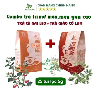 Combo trà giảm cân, giảm mỡ máu, béo phì, gan nhiễm mỡ, men gan cao: Trà Giảo cổ lam+ Trà Cà gai leo