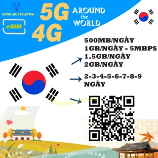 (E SIM) KOREA 4G/5G SIM DU LỊCH HÀN QUỐC TỐC ĐỘ CAO 3GB 2GB 1GB KHÔNG GIỚI HẠN DATA 2-9 NGÀY, QUÉT QR CODE