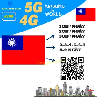 (E SIM) TAIWAN 4G/5G SIM DU LỊCH ĐÀI LOAN TỐC ĐỘ CAO 3GB 2GB 1GB KHÔNG GIỚI HẠN DATA 2-9 NGÀY, QUÉT QR CODE
